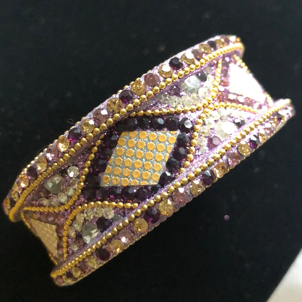 Purple and gold rhinestone cuff bracelet. EUC. - Picture 5 of 5
